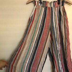 Color striped casual cotton pant